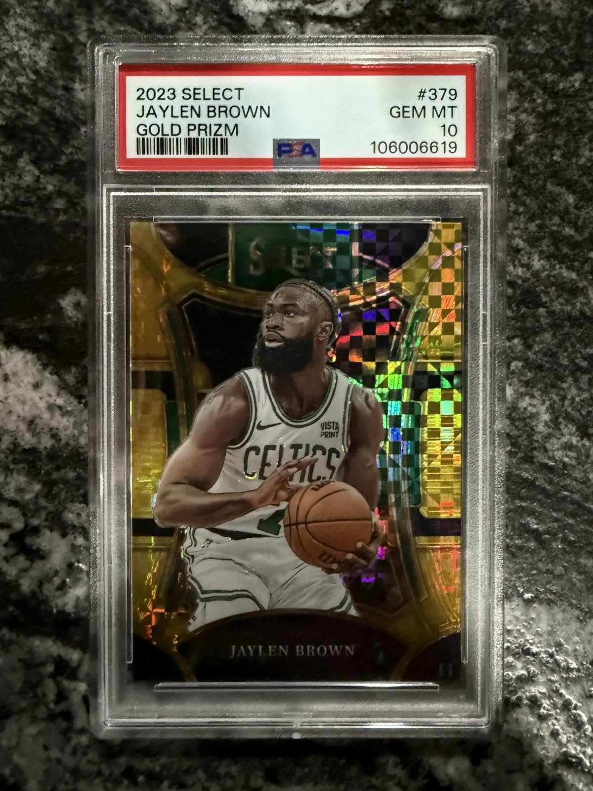 Panini Select 2023-24 Mezzanine Jaylen Brown #379 Gold Prizm /10 PSA 10