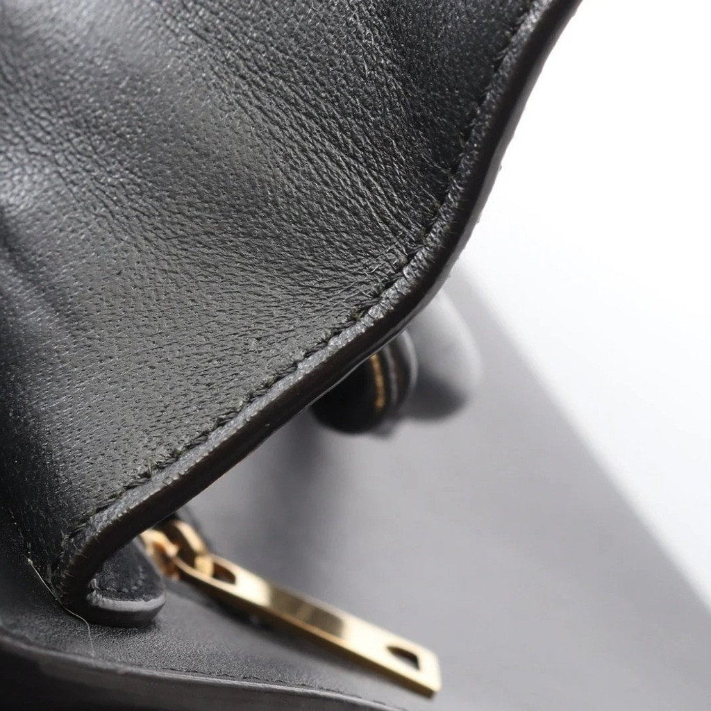 Celine Trapeze Bag | Black Croc-Embossed & Dark Navy Suede image 9