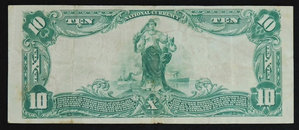 1902 Large Size PB $10 Merchants NB Providence RI #1131 VF Cut & Stains C2880 - Image 2 of 2