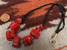Gorgeous red sea coral  necklace//  $0.85 combined s/h fee (t739-w2)
