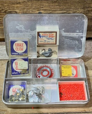 Fly Fishing Gear, Eagle Claw Hooks & More, Metal Storage Case
