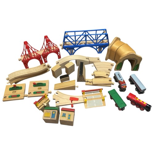 VTG Brio Wooden Train Set 31 Pcs Rare Pieces Bridges Tunnels Houses & More READ