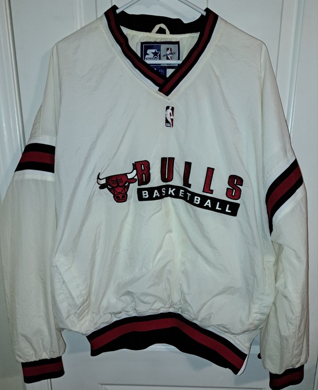 Vintage Starter Chicago Bulls Jacket Mens XXL Pullover Windbreaker Coat Lined