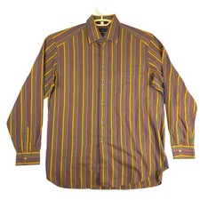 Zegna Sport Mens XL Multi Color Striped Long Sleeve Button Down Cotton Shirt