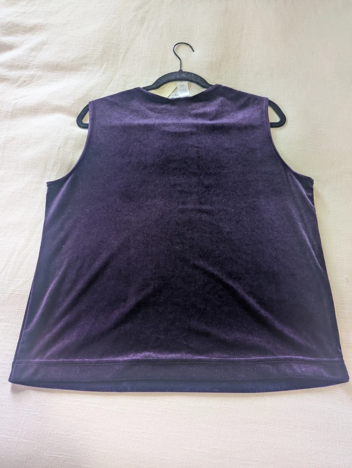 Camiseta sin mangas gótica para mujer púrpura oscuro terciopelo talla L caprichosa gótica corporativa Foto 2 de 4