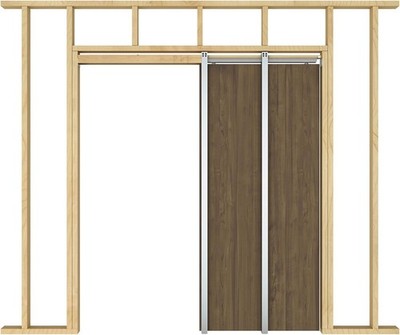 36x96 Pocket Door Frame Kit Soft Close 220lb for 2x4 Stud Wall