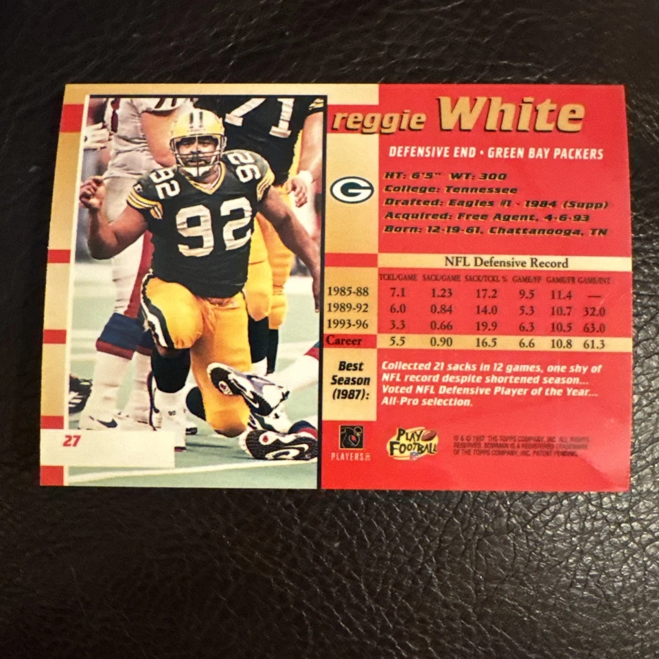 1997 Bowman's Best - Reggie White #27 - Image 2 of 2