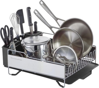 KitchenAid Large Capacity Full Size Rust Resistant Dish Rack with Angled Drai