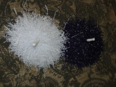 Set 2 - 12'' WHITE & Purple Cheerleader Pom Pons Poms Costume LOT NN