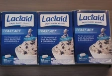3X Lactaid Fast Act Lactase Enzyme Supplement 60 Ct each