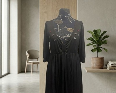 Kali Orea Designer Kleid Schwarz mit Applikationen   Gr. L / 40   Top Zustand