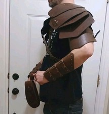 Medieval Gauntlet Faux Leather Arm Shoulder Guard Armor LARP SCA Costume