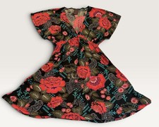 Fire Los Angeles Womens Size Small Boho Summer Dress Empire Waist Plunge Floral