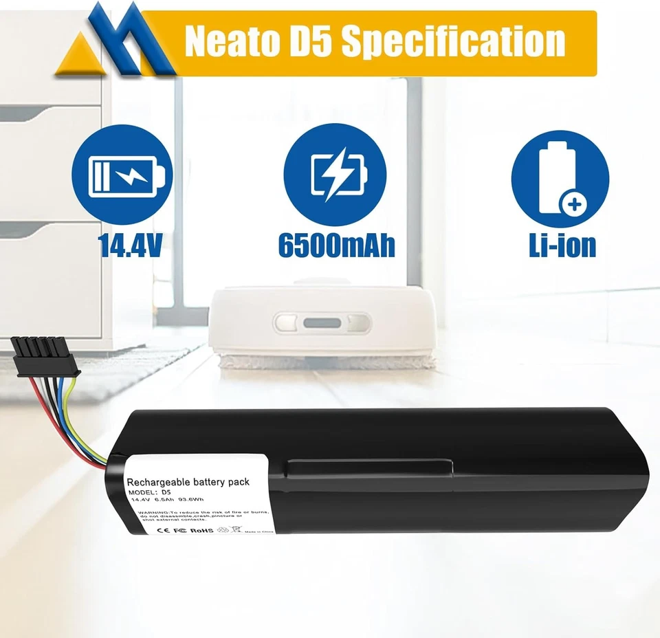 Сменный аккумулятор 6500 мАч для Neato D3 D4 D5 D6 D7 D3 D301 D303 D5 D502 D503 - Изображение 2 из 4