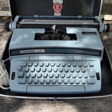Smith-Corona Baby-Blue Coronet Super 12 Electric Typewriter + Case working  thumbnail