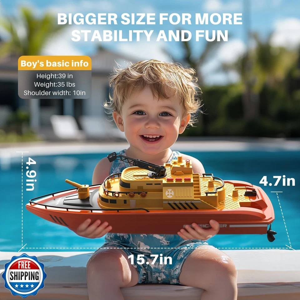 SYMA Remote Control Boat, Big RC Boat Firefighter for Kids 8-12 with 40 Mins - Image 3 of 4