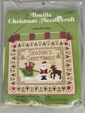 Bucilla Christmas Needlecraft Jeweled Panel Kit 3397 Seasons Greetings Felt Kit