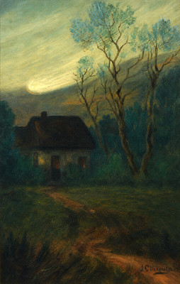 Joseph Clinton De Villis Oil on Mahogany Panel Landscape African American Art