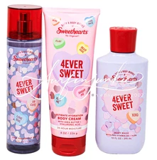 Bath & Body Works 4ever Sweet Sweethearts Body Mist Spray Cream Shower Gel 3pc