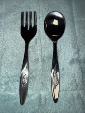 Infant Toddler Silverware Spoon Fork Rose Set Stainless Vintage 6 Piece