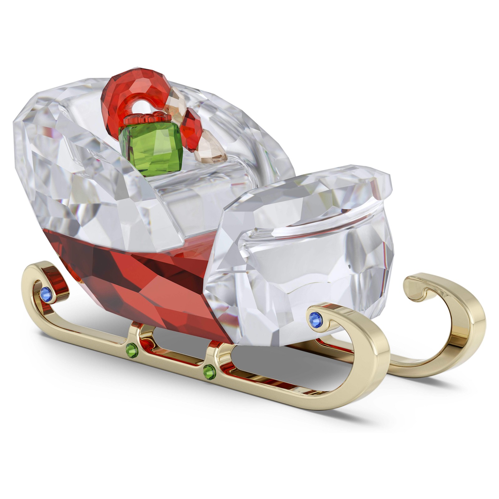 Figurine luge de Noël en cristal rouge Swarovski pour décorer votre table de fête