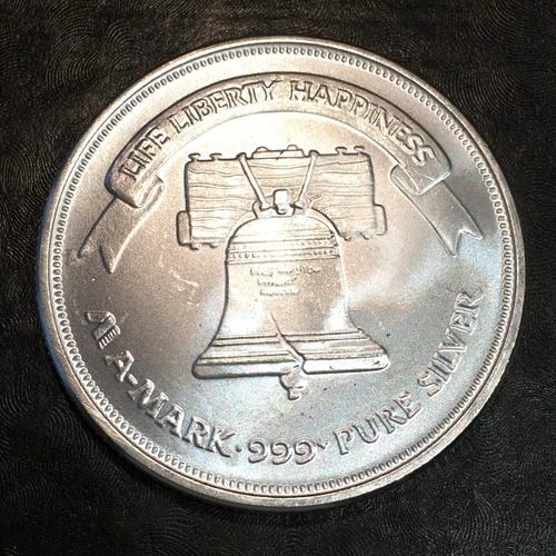 1oz Silver Bullion FROSTY A-MARK BELL & EAGLE style WE COMBINE SHIP #R848