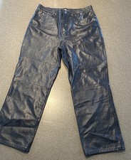 Nine West Womens Size 10 Black Straigt Leg Real 100% Leather Pants! EUC