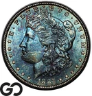 1887 Morgan Silver Dollar, Stunning Complete Rainbow Toner, Gem BU++