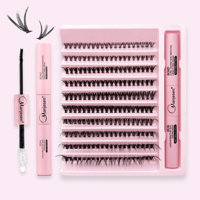 200/280pcs DIY Eyelash Cluster Extension Kit Bond Seal Tweezers Lash Set