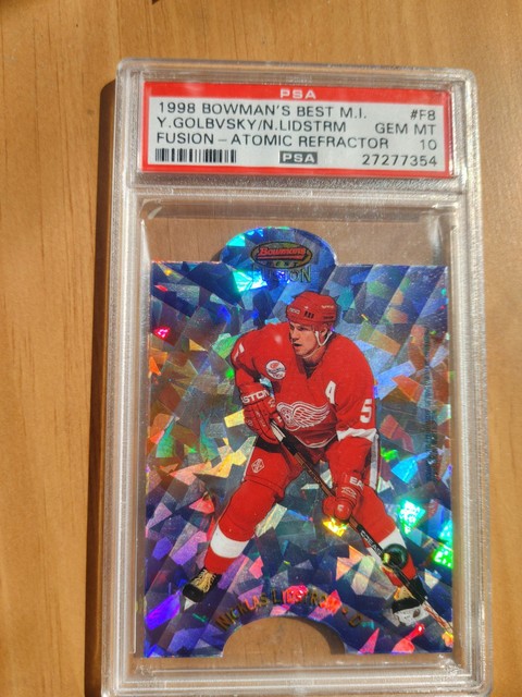 1998-99 Bowmans Best Atomic Refractor Fusion Nicklas Lidstrom/YG #/25 RARE PSA10