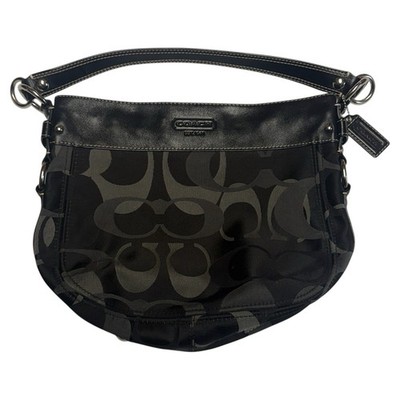 Coach Zoe Optic Signature Black Hobo Purse Shoulder Bag F14711 | eBay