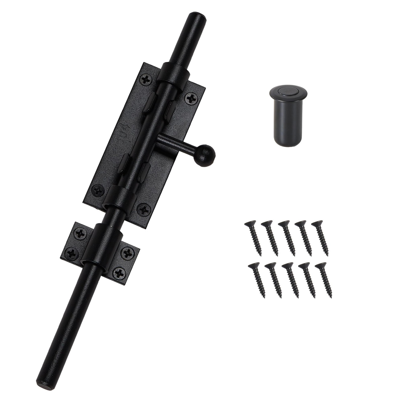 9.6 Inch Black Heavy Duty Barrel Bolt Gate Latch Stainless Steel Fence Barn Door