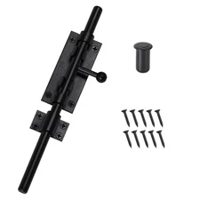 9.6 Inch Black Heavy Duty Barrel Bolt Gate Latch Stainless Steel Fence Barn Door