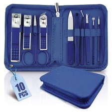WOAMA 10 in 1 Manicure Set Travel Nail Clipper Mini 10 Piece Set, Blue 