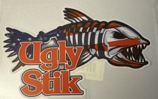 SHAKESPEARE LICENSED UGLY STICK BOAT RODS FISHING BOX STICKERS 13 X 8cm