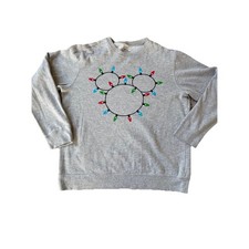 Disney Mickey Mouse Christmas Lights Grey Crewneck Sweatshirt Sz M