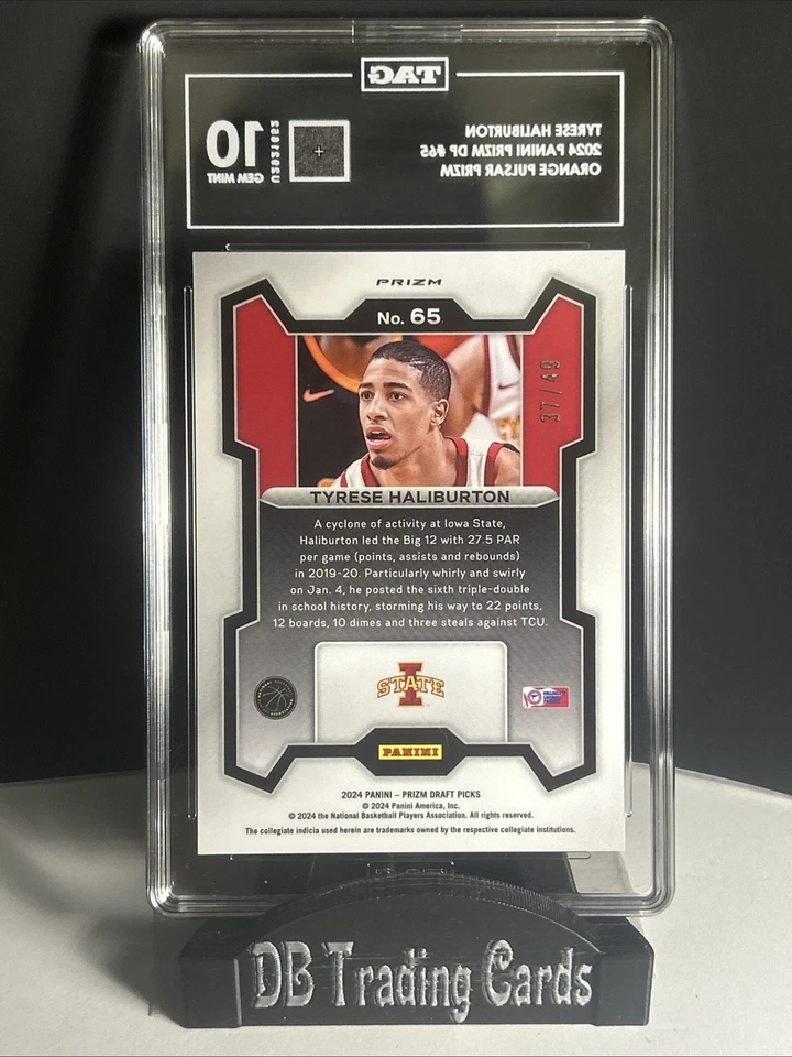 2024 Panini Prizm Draft Picks - Tyrese Haliburton #65 Orange Pulsar Prizm /49 - Image 2 of 2