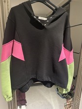 Women's Hoodie size M black with pink and green Pullover
