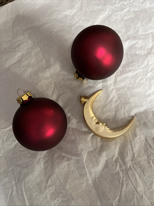 Vintage  Christmas ornament Old Red Glass And Moon Rare Christmas Ornaments