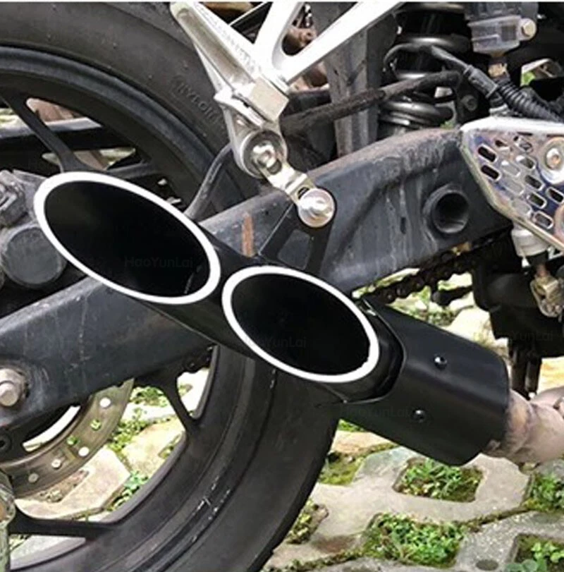 Slip-on 51mm 2" Universal Motorcycle Exhaust Pipe Two Muffler Tips Silencer Pipe - Imagem 4 de 4