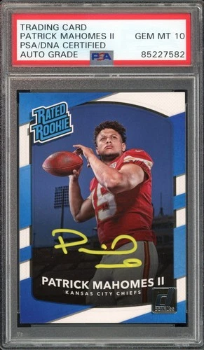 2017 Donruss Rated Rookie Patrick Mahomes RC Yellow Ink PSA/DNA Auto GEM MINT 10