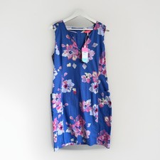 Dress Joules Elayna Blue Floral Joules Size 12 Lined Shift Style Pockets Bnwt