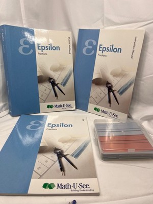 Math-U-See Epsilon Fractions Curriculum Set Manual Workbook Tests Overlays