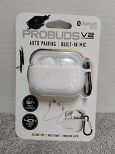 ProBuds V2 Auto Pairing. Built-In Mic Earbuds. White Color.