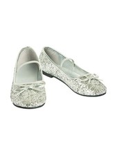 Silver Ballet Costume Shoes for Girls - Size 4/5