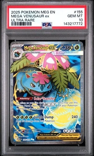2025 Pokemon Mega Evolution #155 Mega Venusaur ex PSA 10 Ultra Rare 772