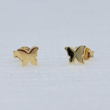 Dainty Butterfly Studs 14K Yellow Gold with Butterfly Backs Everyday Earrings