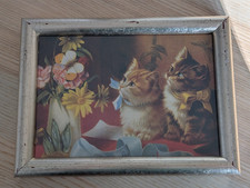 Kurioses Kitsch-Bild mit Katzen 18 x 24 cm