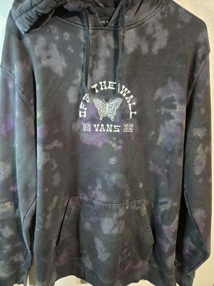 Suéter Vans Off The Wall Talla Grande Mariposa Trippy Tie Dye Retro Skate Sudadera con Capucha Foto 3 de 4