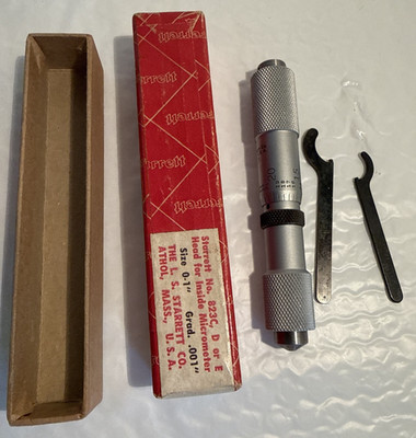 STARRETT  823C/ D or E Inside Micrometer Head 0 to 1'' Range Grad.   .001''